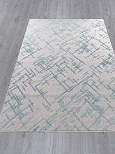 Пушистый овальный ковер LIMAN F164 GRAY-D.BLUE